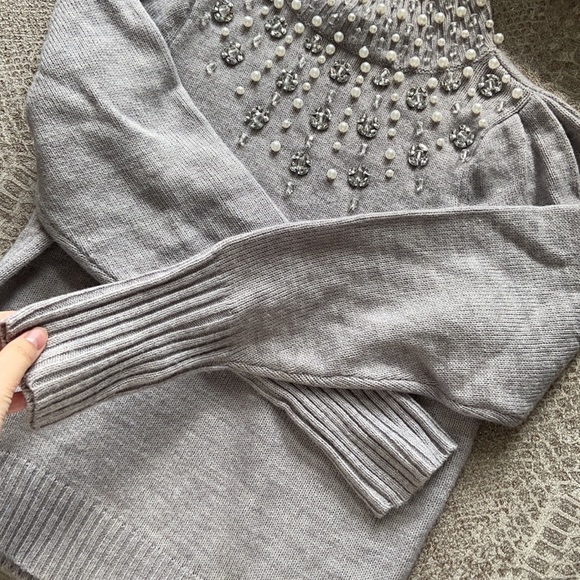 ASOS pearl and beads turtle neck wool sweater US 2 - Picture 6 of 15